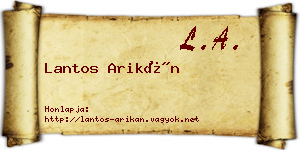 Lantos Arikán névjegykártya